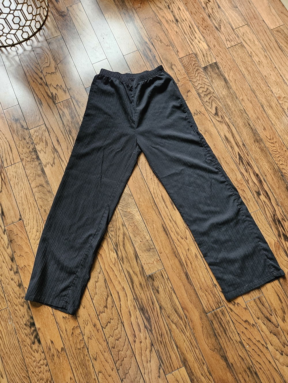 SHEIN Black Ribbed Wide-Leg Pants for Women